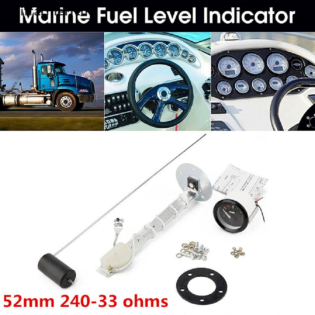 Đồng hồ đo mức nhiên liệu có đèn LED màu đỏ đen 52mm 12V cho tàu thuyền/xe hơi