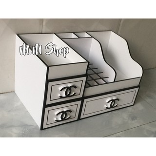 Kệ tủ mỹ phẩm kool trắng viền đen size 35cm
