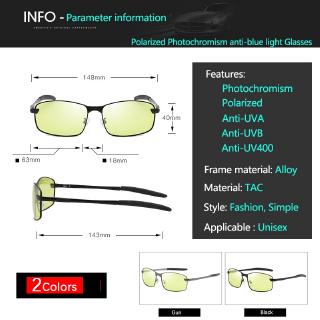 Transition Photochromic Gaming Glasses Polarized SunGlasses Filter Computer Blocking Anti Blue Light Eyestrain Women Men