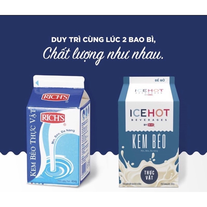 Kem béo rich’s 454g cấp đông sẵn