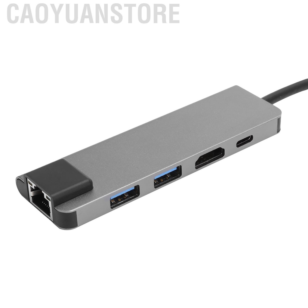 Caoyuanstore 5 In 1 USB-C Hub 4K HDMI Type-C to PD RJ45 USB3.0 Adapter for iOS Samsung