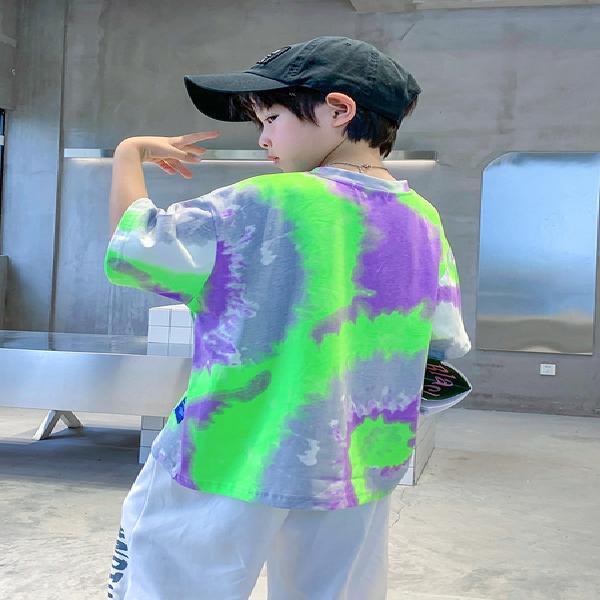 Áo Thun Tay Ngắn Họa Tiết Tie-Dye Phong Cách Mới Dành Cho Bé Trai