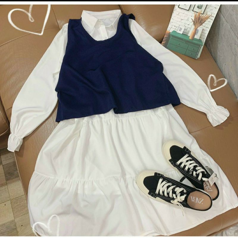 [Mã WAMT1505 giảm 10K đơn 0K] Váy Tiểu Thư Phối Gile Sẻ Lưng - Đầm Trắng Vintage Vải Voan MND | BigBuy360 - bigbuy360.vn