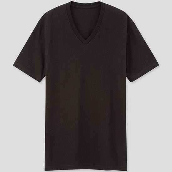 Áo Thun Uniqlo Tay Ngắn Cổ Chữ V Màu Trơn Chất Liệu Nhanh Khô Có Size Xl