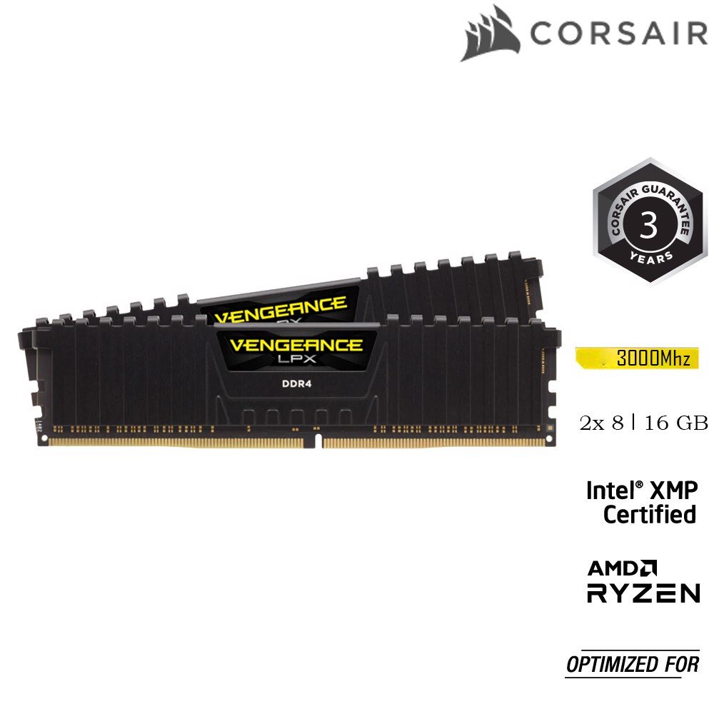 RAM PC CORSAIR VENGEANCE LPX 16GB DDR4 2x8G 3000MHz CMK16GX4M2D3000C16