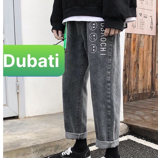 Quần Jeans Baggy Rộng, Quần Jean Nam Ống Suông Rộng In Hình Mặt Cười Kubaochi-  DUBATI FASHION