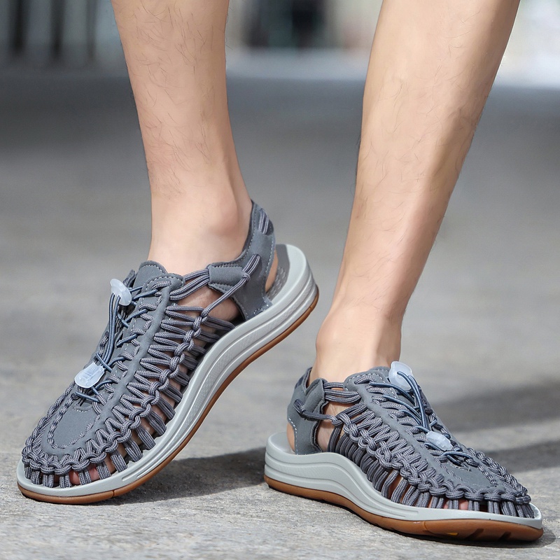 Giày sandal dệt tay dây bện cao cấp thoáng khí chống trượt cho nam nữ