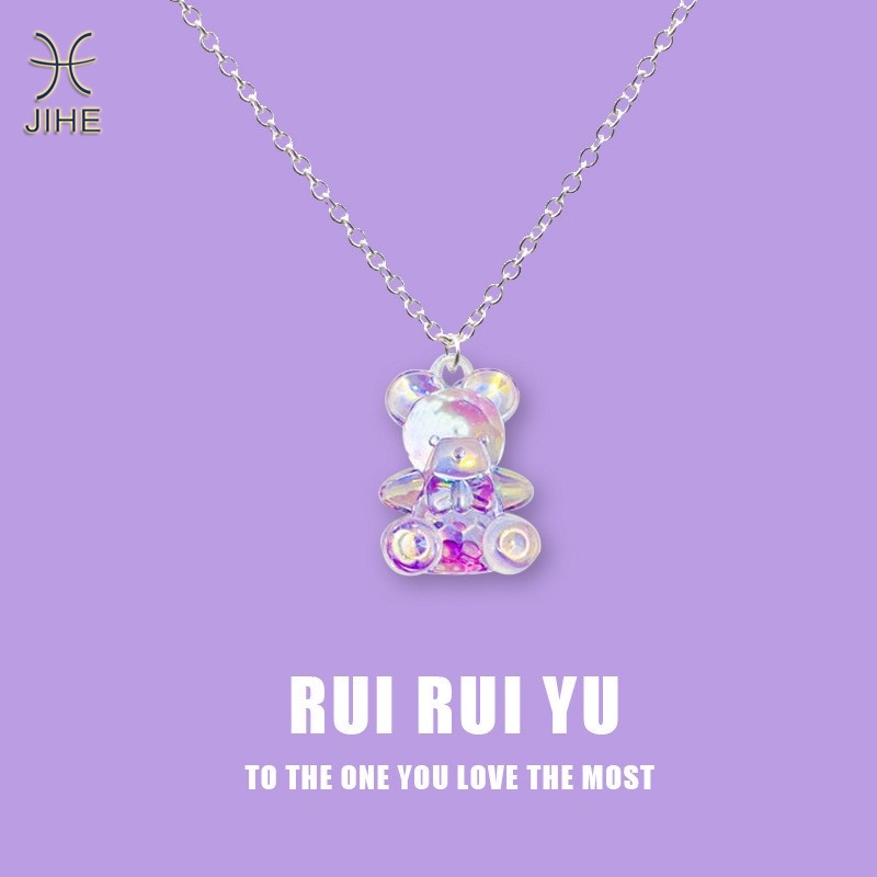 【JIHE】Vòng cổ Phối Mặt Hình Gấu Bằng Acrylic Dễ Thương