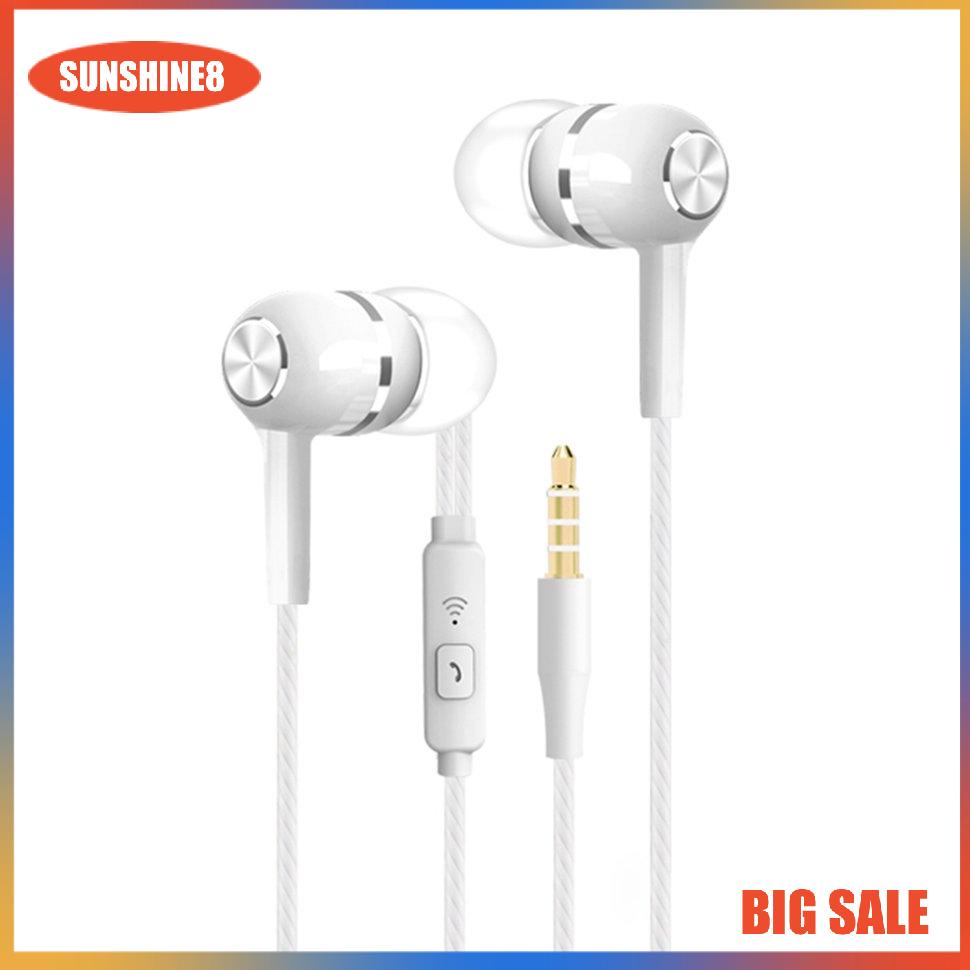 【SUN】3.5mm Corded Stereo Earphones Deep Bass Music Sports Headset With Microphone