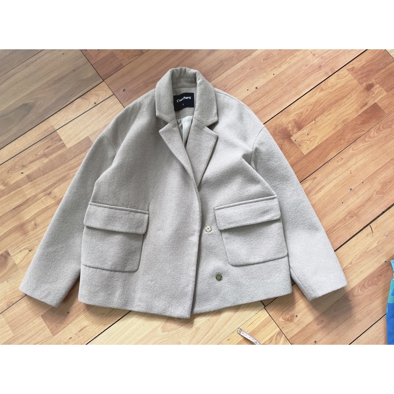Áo dạ ép lông thỏ dáng vest ngắn