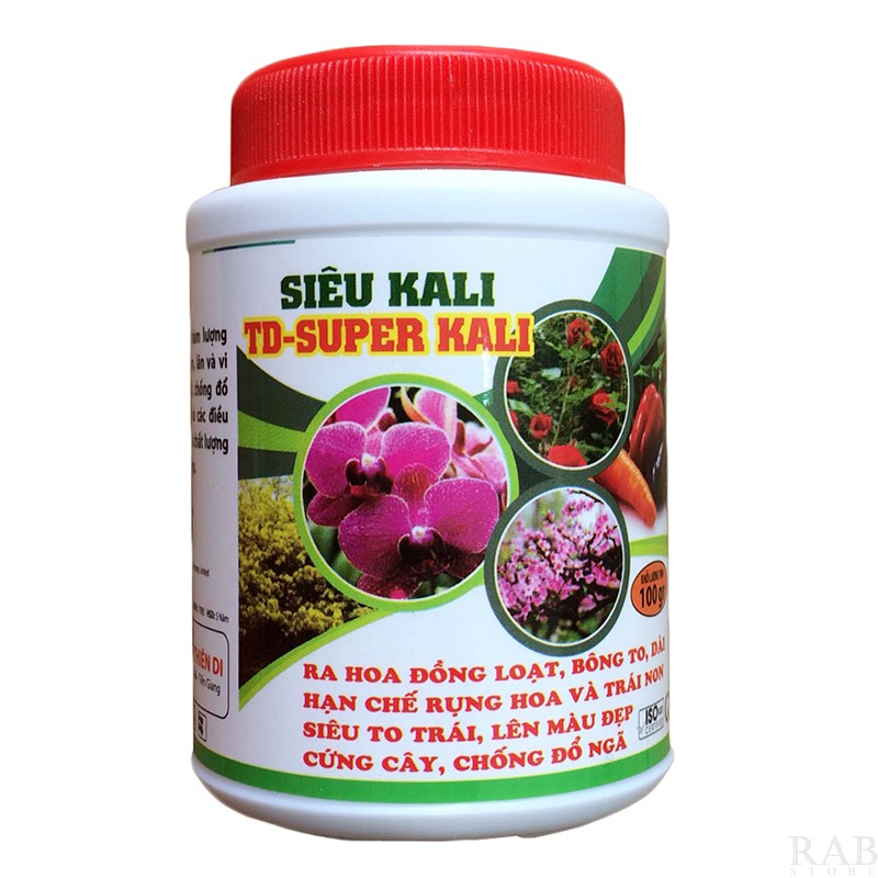 Phân bón npk siêu kali cho cây trồng, super kali cho hoa nỡ đồng loạt, bông to, lọ 100g - rabstore