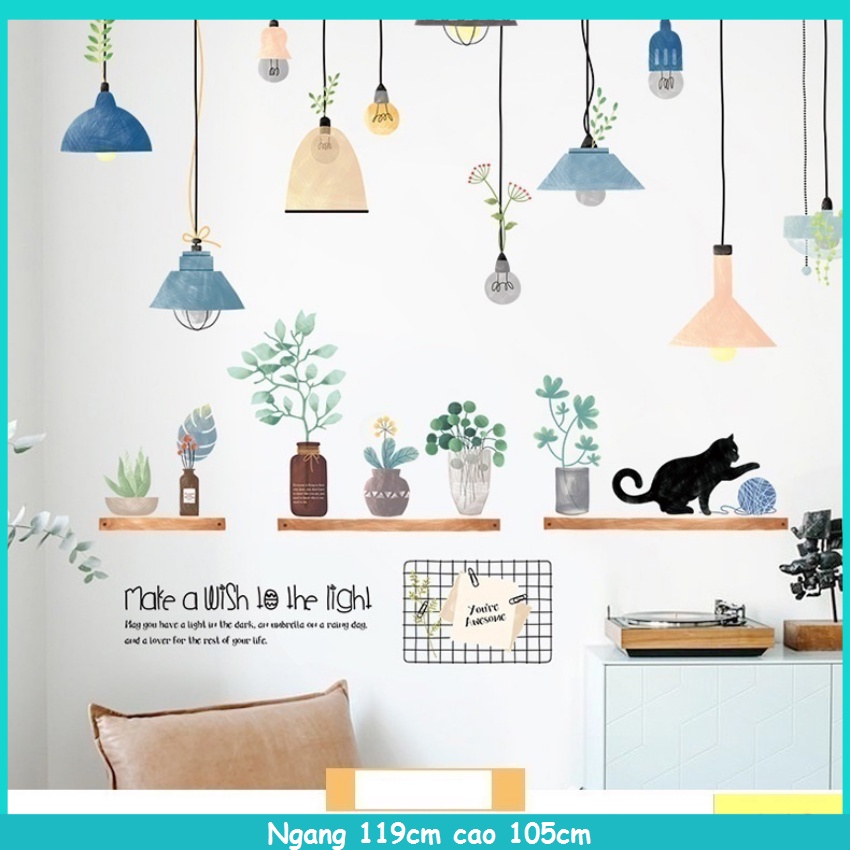 Decal dán tường Đèn con mèo A10 - Decal dán tường Hàn Quốc