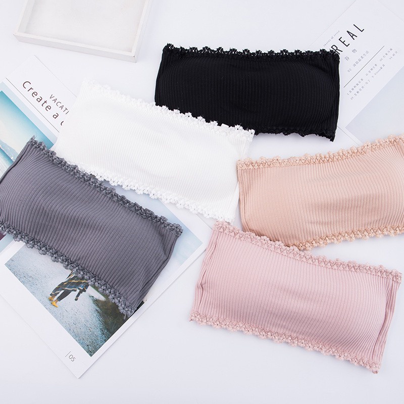 Áo Bra Nữ Cotton Tăm , Viền Ren Không Dây 8831