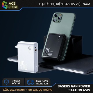 Cốc sạc nhanh kiêm pin sạc dự phòng Baseus GaN Power Station 45W 2 in 1 PD/QC3.0