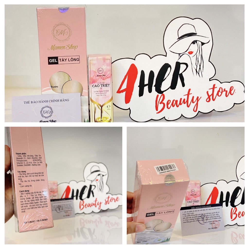 [Combo] Kem tẩy lông vĩnh viễn vùng kín bikini nách Mamen Shop - 120ml. An toàn cho mọi loại da nhạy cảm