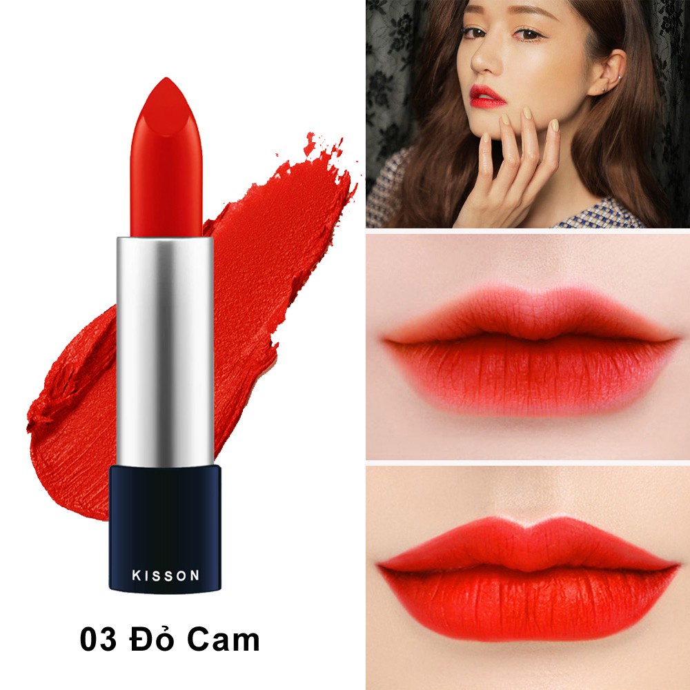 Son lì thiên nhiên dạng thỏi KISSON matte lipstick, chất siêu mịn mượt Tươi Tắn Lâu Trôi - Guty Home