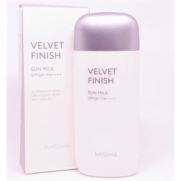 Kem Chống Nắng Missha All Around Safe Block Velvet Finish Sun Milk SPF50+ PA++++ Dịu Da 70ml ( Màu Tím )