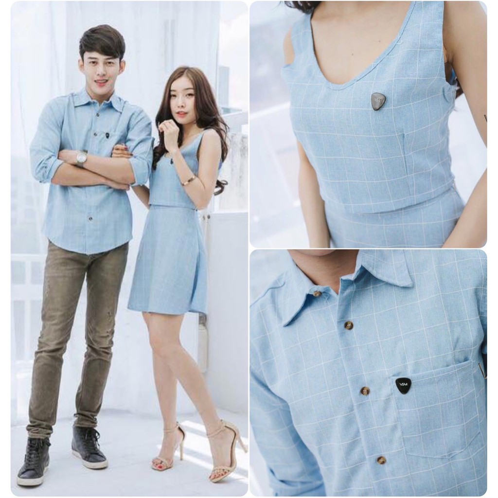 Áo đôi - Áo cặp váy sơ mi nam nữ du lịch, chụp ảnh cưới đẹp (giá 1 đôi)