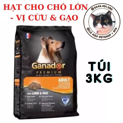 Hạt cho chó Ganador vị Cừu và gạo, Hạt cho chó lớn Ganador túi 3kg