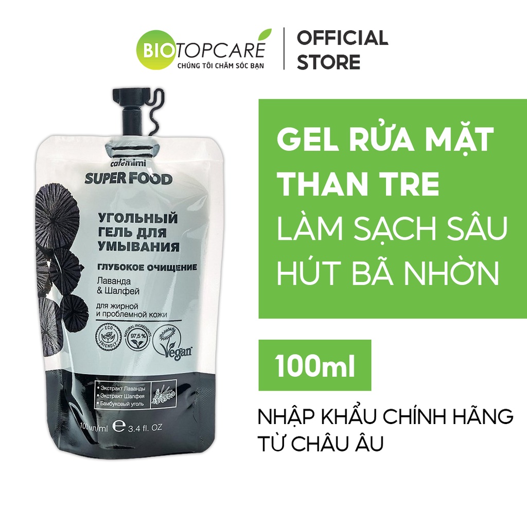 Gel rửa mặt CAFE MIMI Than tre làm sạch sâu dành cho da dầu và da mụn 100ml - BioTopcare Official