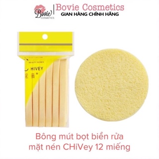Bông mút bọt biển rửa mặt nén CHiVey Gói 12 miếng