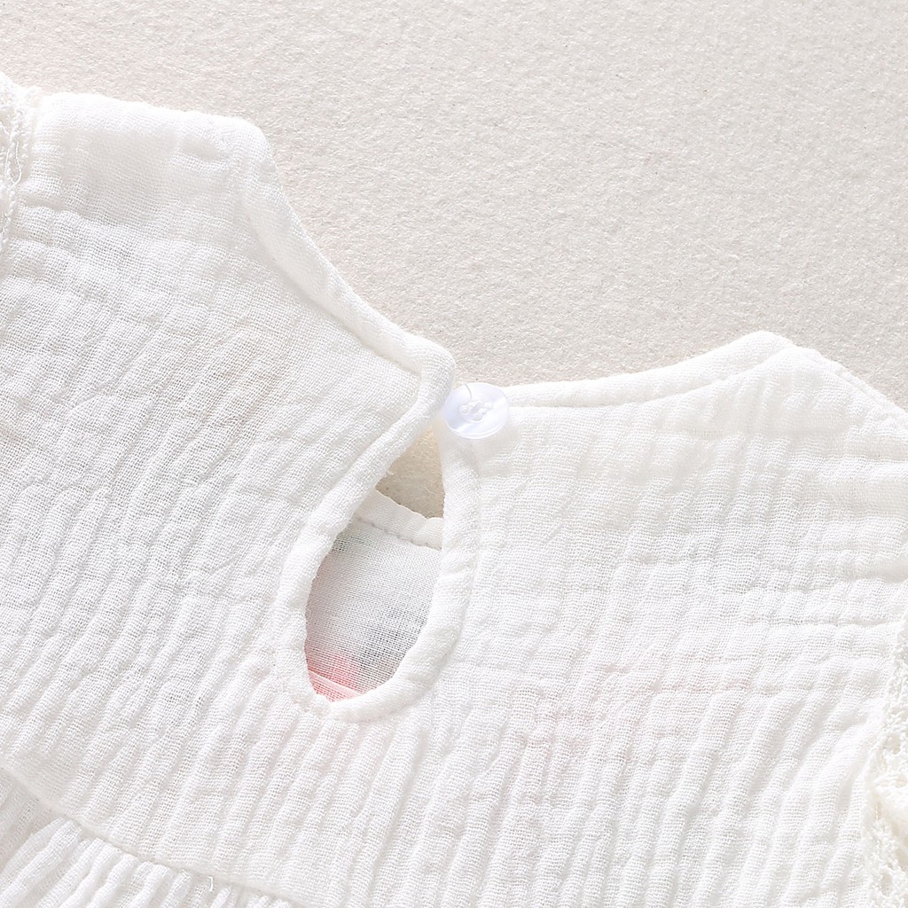 Đầm cotton lanh MIKRDOO không tay thêu họa tiết tinh tế thời trang mùa hè cho bé gái 1-5 tuổi