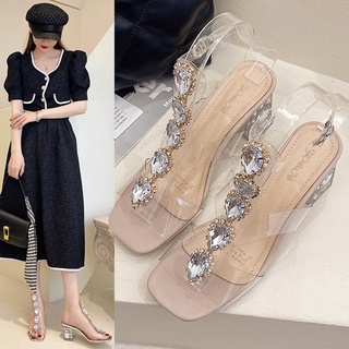 ❤️Giày Cao Gót Trong Suốt Đính Đá Trang Trí Sang Trọng Hợp Thời Trang
