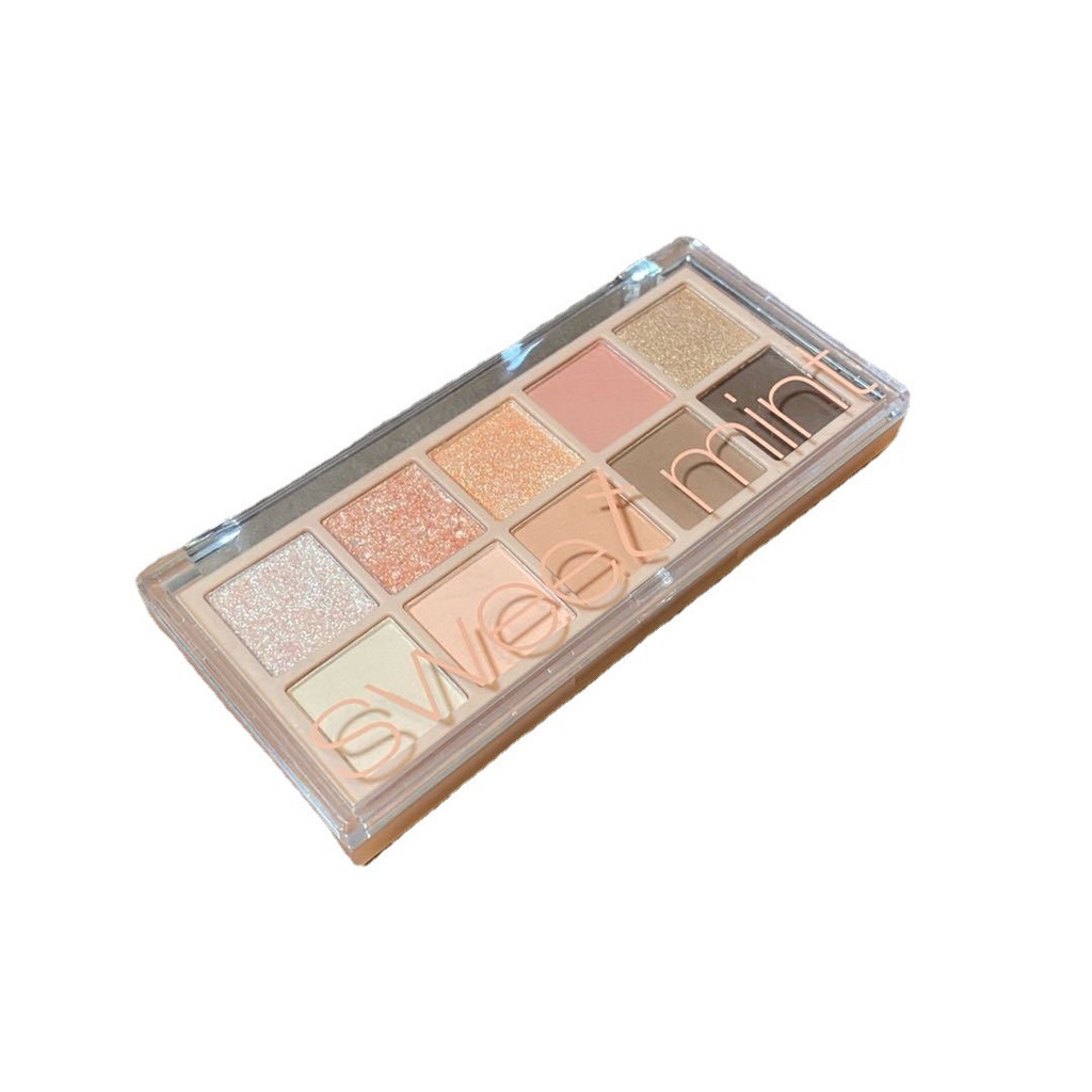 Bảng phấn mắt nhũ kim tuyến Sweet Mint 10 ô nhỏ gọn tiện dụng, Phấn mắt 10 ô Sweet Mint lên tone màu cực đẹp siêu xinh