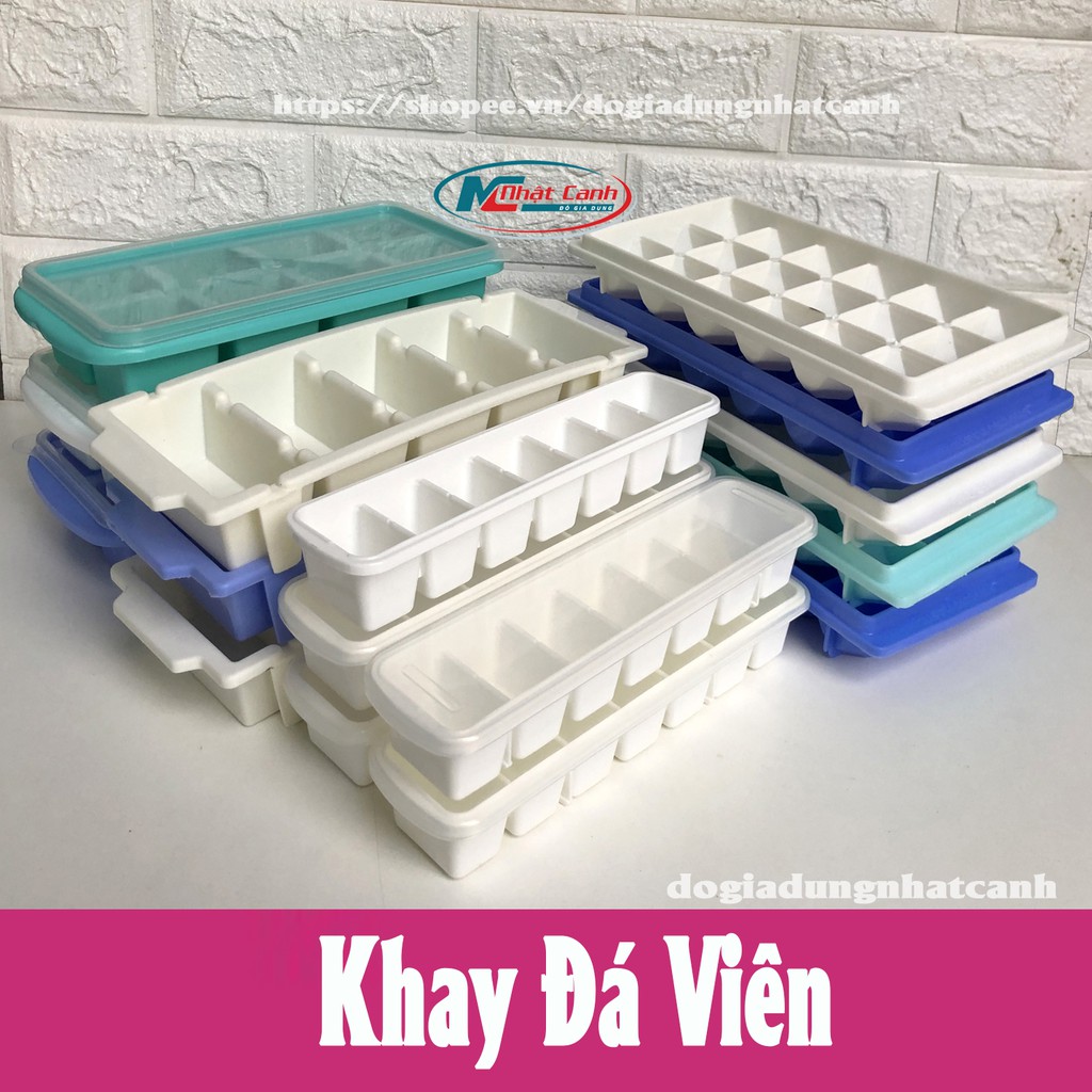 Khay làm đá viên to, viên nhỏ bằng nhựa có nắp và không nắp bền đẹp | BigBuy360 - bigbuy360.vn