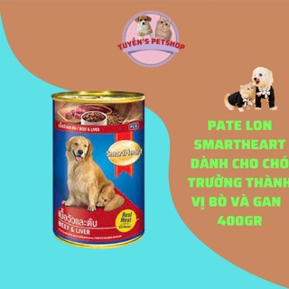 Pate lon Smartheart 400gr cho chó lớn hương vị thịt bò và gan
