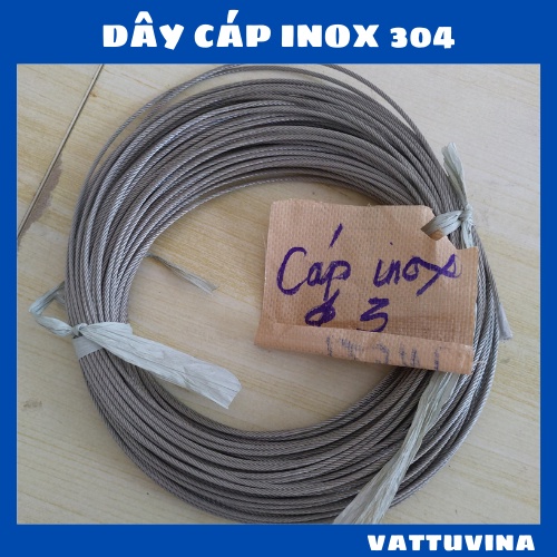Dây Cáp inox 1.5mm, 2 mm, 3 mm, 4 mm, Cáp lụa Inox 304 Ø [ 1.5mm ], [ 2mm ], [ 3mm ], [ 4mm ] - vattuvina