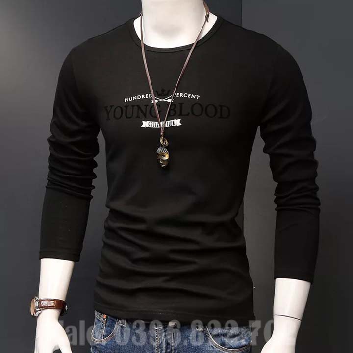 Áo thun nam tay dài hàn quốc form body vải Cotton mềm mịn co giãn tốt - ATN1