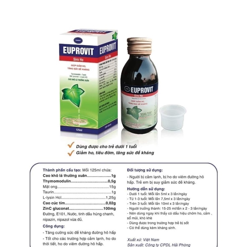 Siro EUPROVIT Giúp Giảm Ho Tăng Sức Đề Kháng