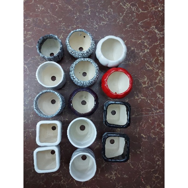 Combo 14 chậu sứ nhỏ trồng sen đá, xương rồng