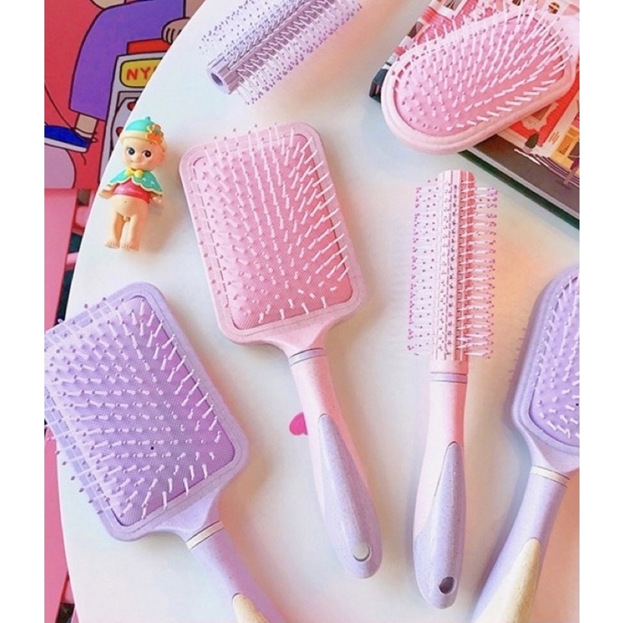 Lược chải tóc - Lô quấn tóc - Lượt bảng tròn vuông màu pastel xinh xắn