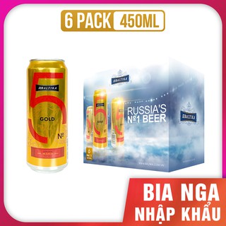 Bia nga nhập khẩu - bia baltika loại số 5 - 450ml/lon, lốc 6 lon
