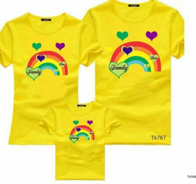 Áo thun gia đình màu hồng 3/4/5 người chất cotton mịn mát giá sĩ