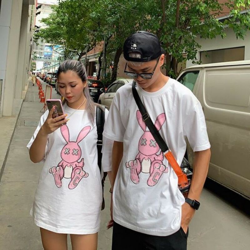 ÁO THUN IN THỎ BAD RABBIT TAY LỠ FROM RỘNG KÈM VIDEO SẢN PHẨM