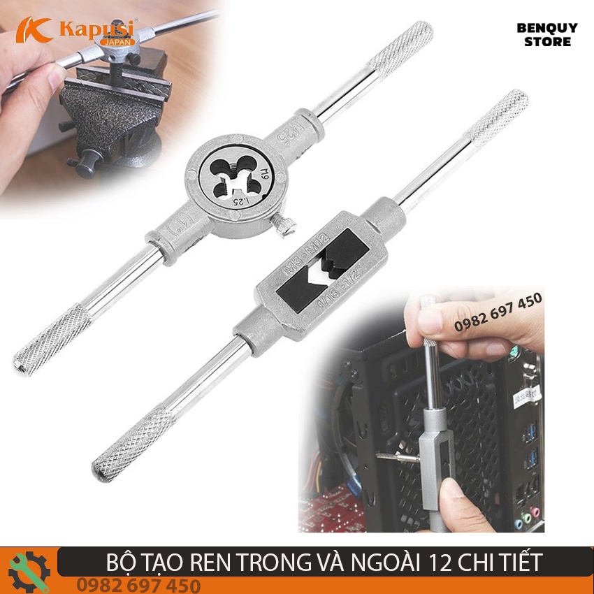 BỘ TARO TẠO REN ĐAI ỐC _ BỘ TA RÔ REN RĂNG TRONG VÀ NGOÀI 12 CHI TIẾT HÀNG CHẤT LƯỢNG CAO. BẢO HÀNH 6 THÁNG.