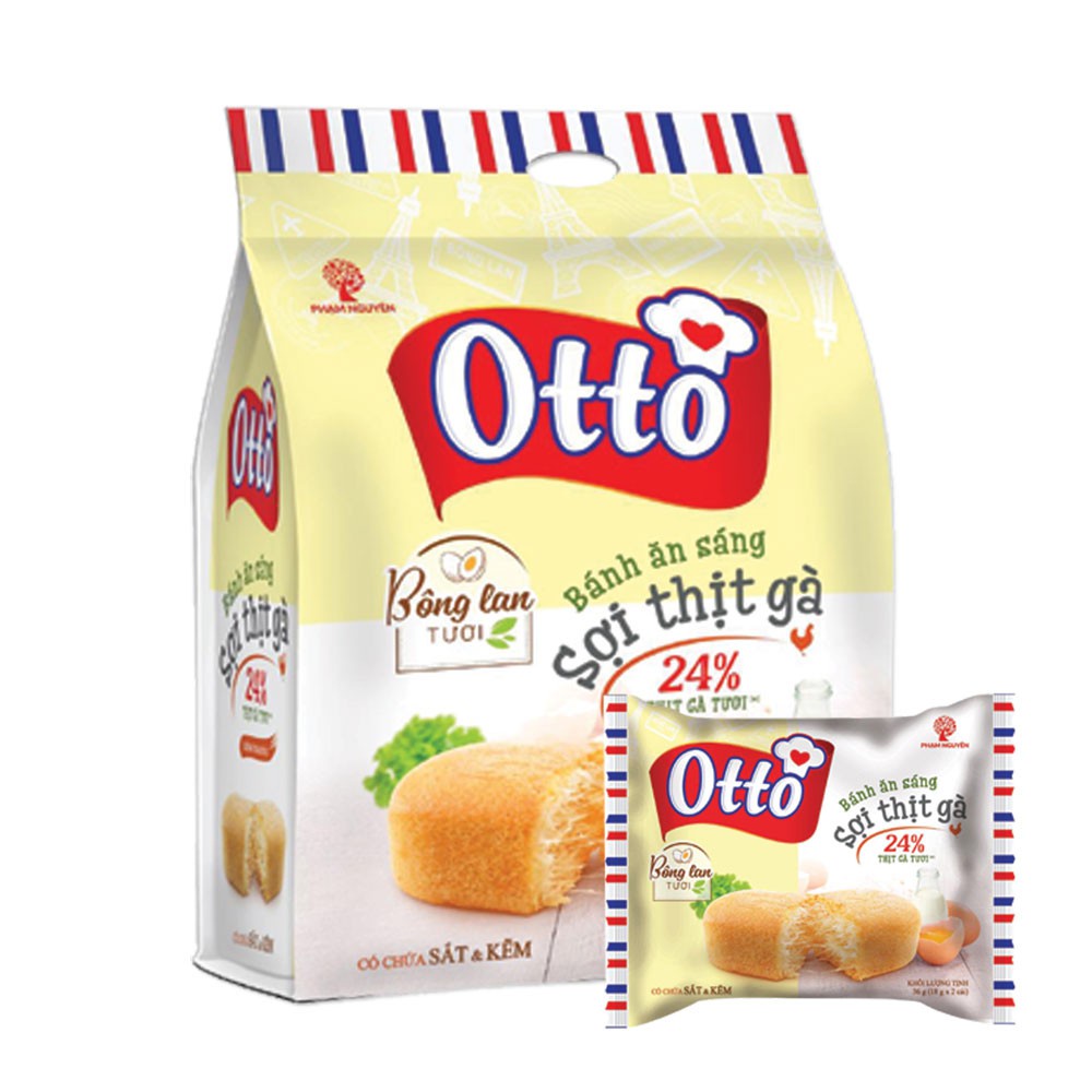 Bánh Bông Lan Tươi, Bánh Ăn Sáng Sợi Thịt Gà Otto Gói 90G