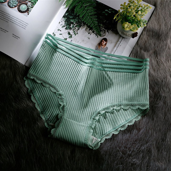 Sét 04 quần Lót Cotton tăm viền zen siêu thoáng mát Quảng Châu kháng khuẩn xuất Nhật Q5