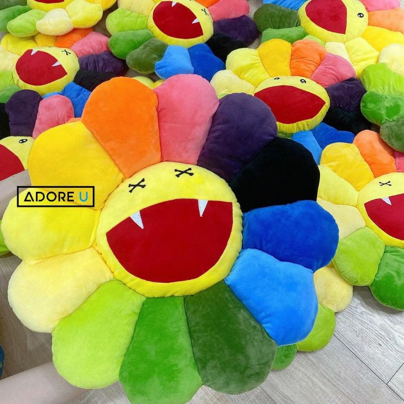 Hoa Kaikai kiki 2 mặt nhồi bông size lớn làm gối hoặc treo tường trang trí