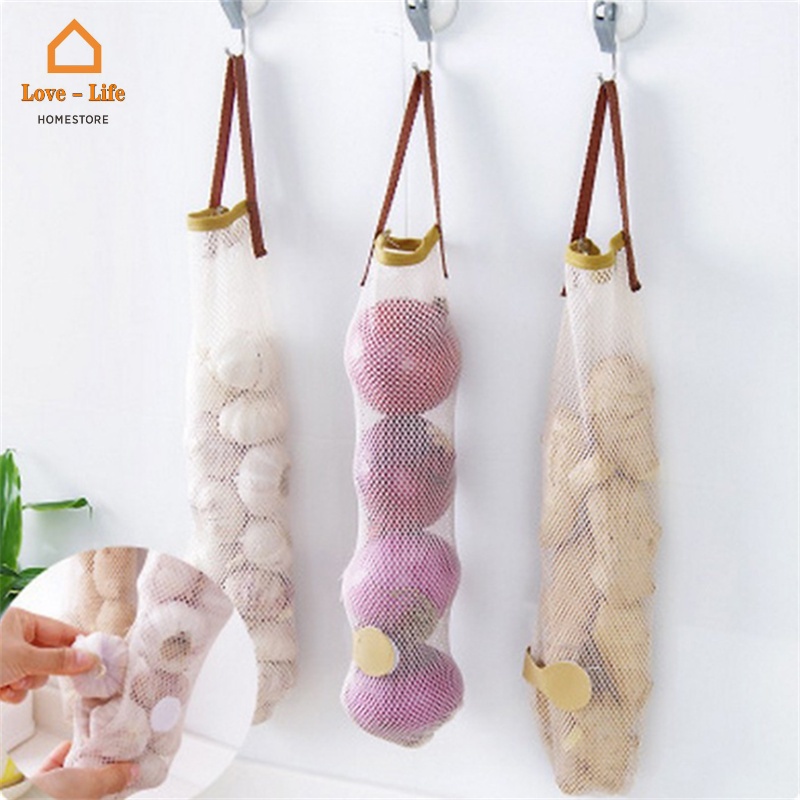 1 Túi Lưới Đựng Hành Tỏi Đa Năng Thoáng Khí Cho Nhà Bếp