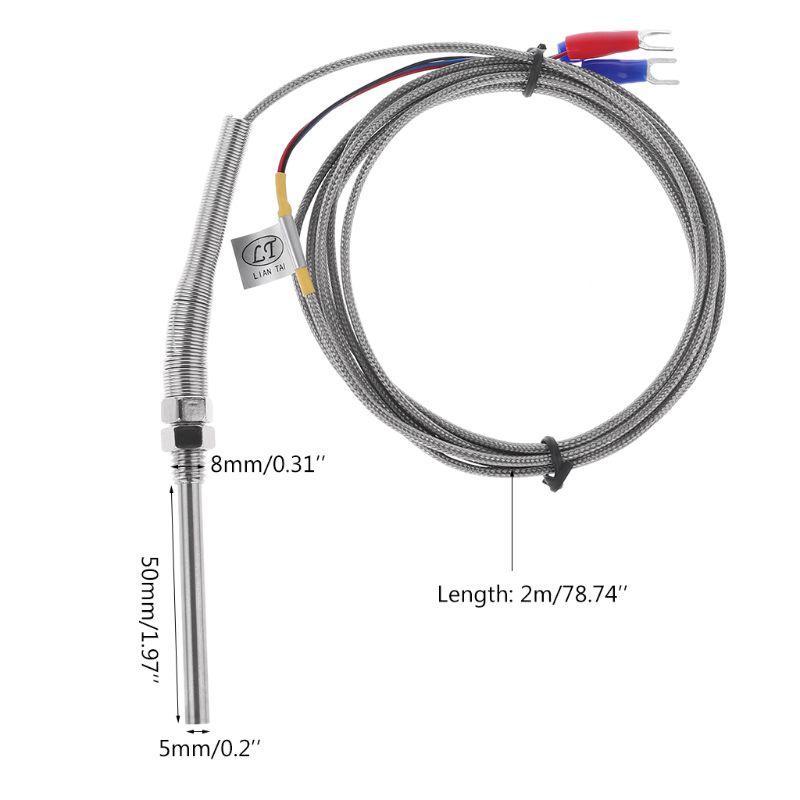Dây Dò Cảm Biến Nhiệt 2m PT100 5mmx50mm 3 Dây 0-400C