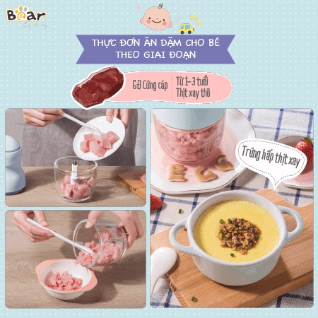 Máy Xay Ăn Dặm Đa Năng Cho Bé Bear Mini B03v2 - Cối Xay Thủy Tinh Borosilicat - Chịu Nhiệt Cao Dễ Dàng Vệ Sinh