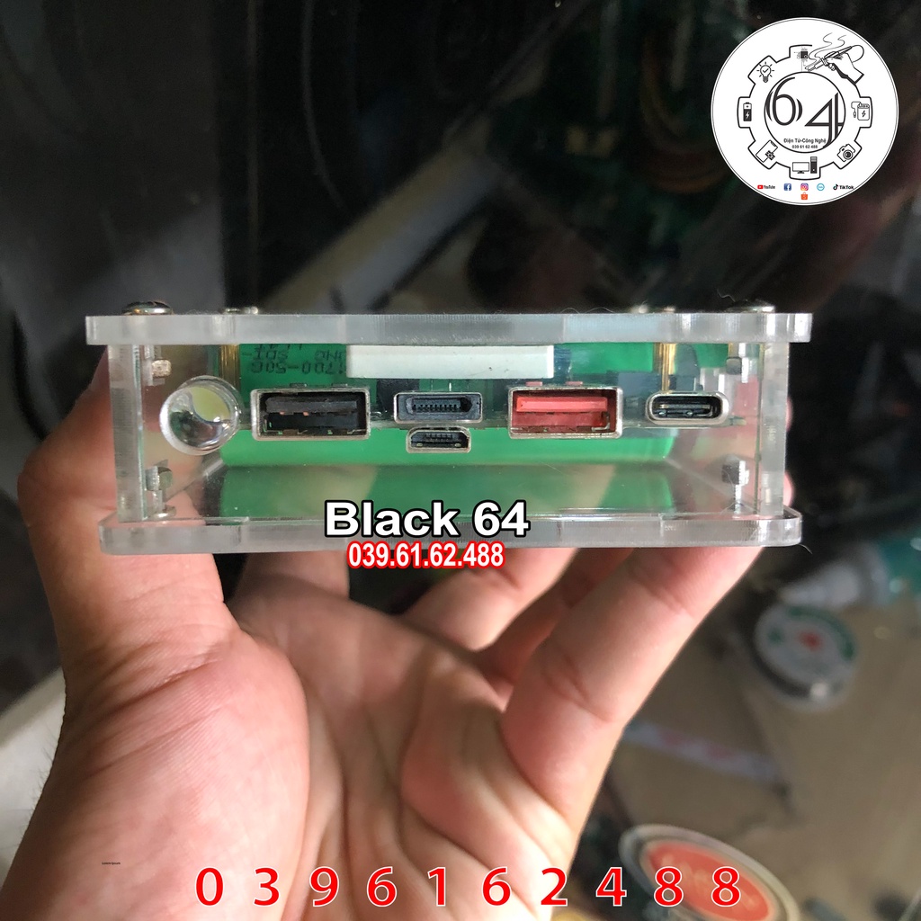 Sạc dự phòng 15.000 mah mica trong suốt siêu ngầu, sạc nhanh QC 3.0 18W