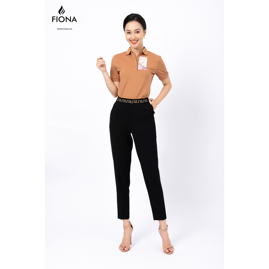 Quần Công Sở Baggy Nữ Lưng Cao FIONA, Quần Nữ Tôn Dáng, Thanh Lịch Trẻ Trung kẹp dây trang trí mặt trước F351324