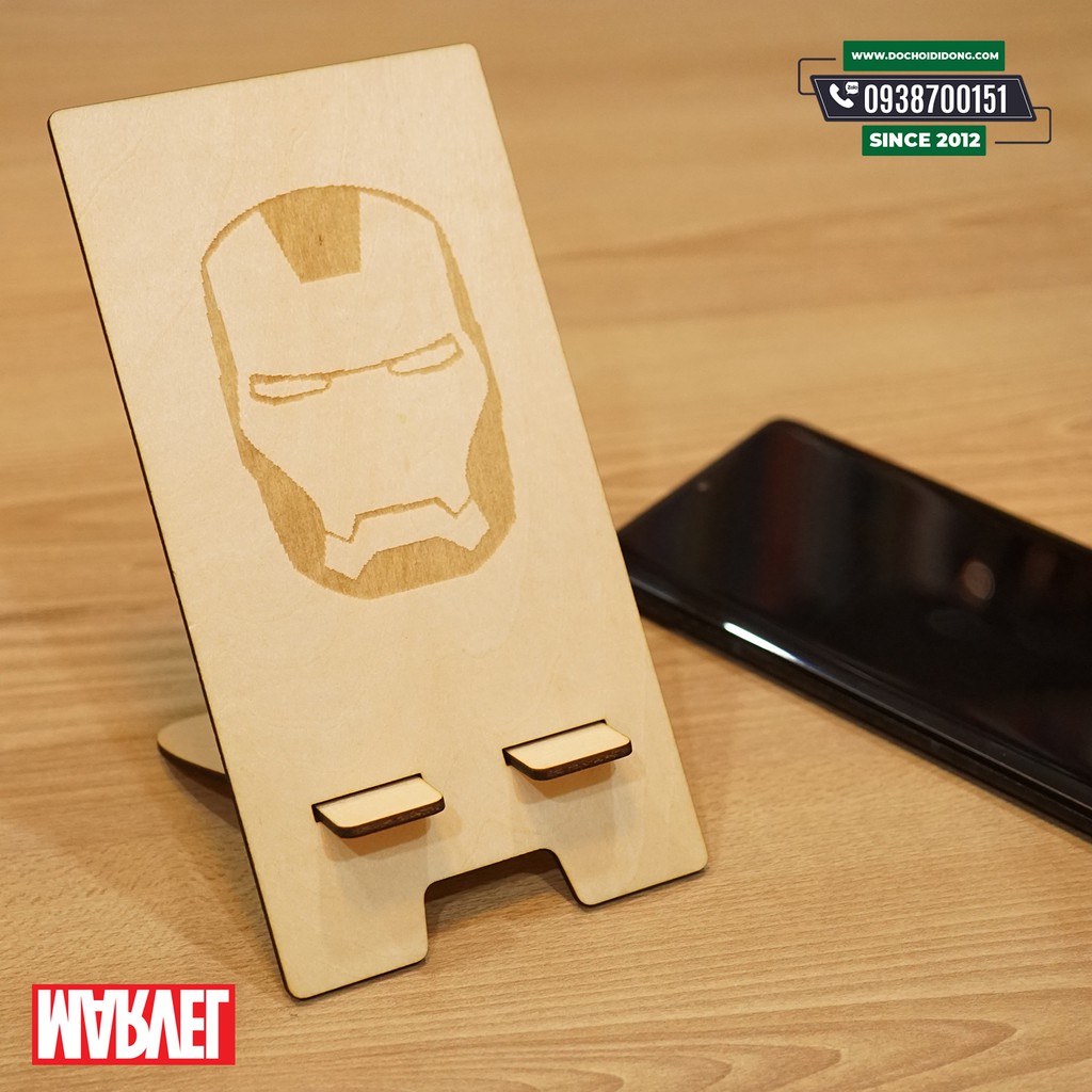 Giá đỡ điện thoại bằng gỗ tiện dụng siêu mỏng, khắc hình theo yêu cầu