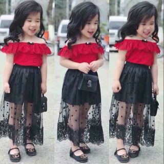 Set Áo trễ vai kèm chân váy cho bé