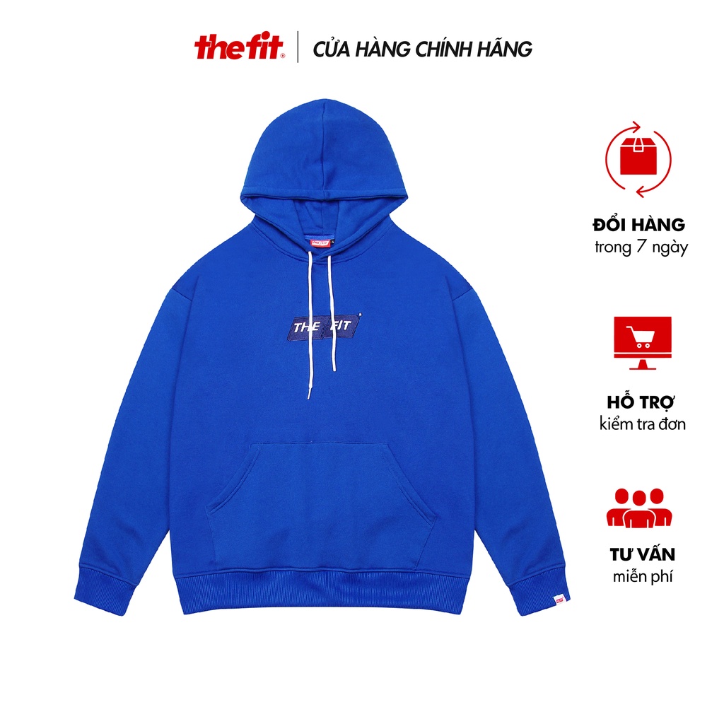 Áo hoodie local brand box logo THE FIT Dark Blue , áo nỉ chân cua 100% cotton đứng form, dày dặn 100% cotton